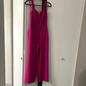Fuchsia Wide-Leg Jumpsuit with Sweetheart Neckline